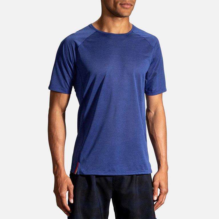 Brooks Ghost Men's Short Sleeve Running Shirt - Blue (73098-TZBC)